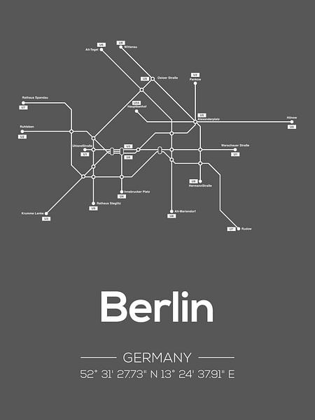 Berlijn Metrolijnen Donkergrijs van MDRN HOME