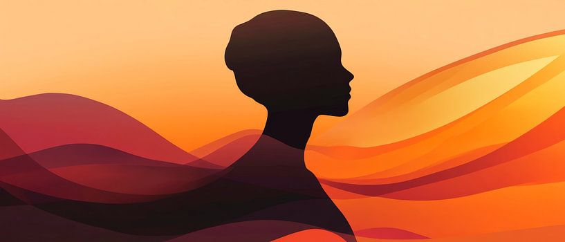 Silhouette de femme aux couleurs douces par Poster Art Shop