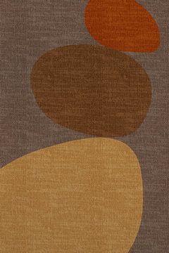 Moderne abstracte geometrische organische retrovormen in aardetinten: bruin, terra, geel van Dina Dankers