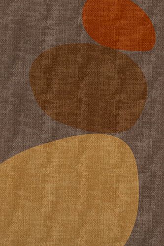 Moderne abstracte geometrische organische retrovormen in aardetinten: bruin, terra, geel