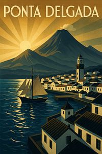 Ponta Delgada Azoren Reiseposter