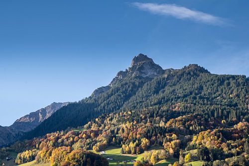 Herfstkleuren op de hellingen boven Schruns, Montafon, Oostenrijk