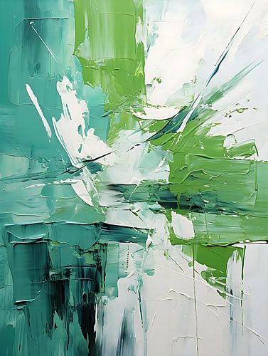 Abstract schilderij met groene verf