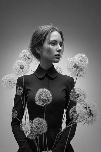 vrouw met bloemen surrealisme paardenbloem