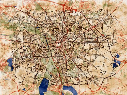 Karte von Leipzig im stil 'Serene Summer' von Maporia