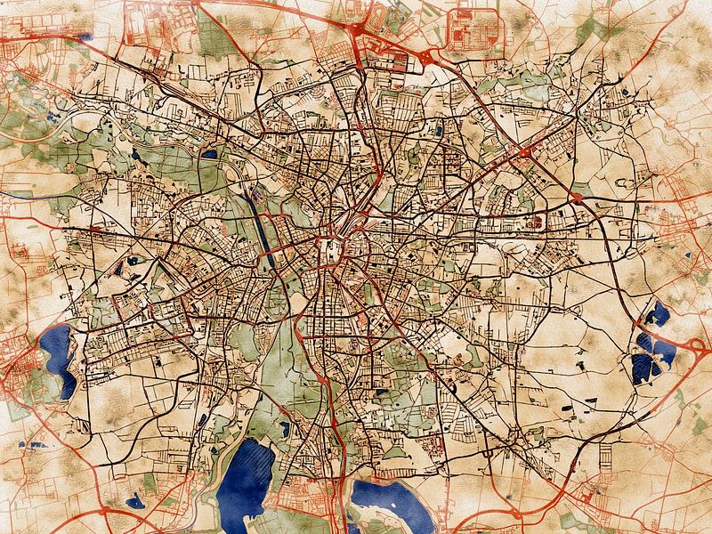 Carte de Leipzig avec le style 'Serene Summer' par Maporia