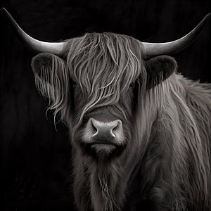 Highlander écossais noir et blanc