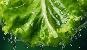 Detaillierte Nahaufnahme einer grünen Salatblattes