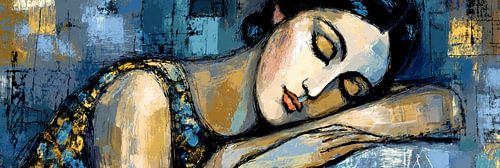 Peinture « Femmes d'Espagne » | Une femme rêveuse pour votre mur sur Peinture Abstraite