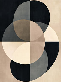 Design minimaliste « Japandi » – Cercles transparents superposés en beige et noir sur Danny van Eldik