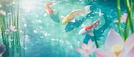 Koi im klaren Wasser – Friedliche Szenerie von Poster Art Shop