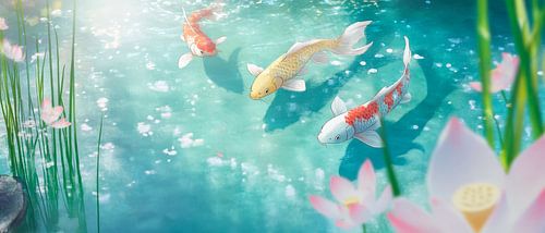 Koi dans l'eau claire - Scène paisible