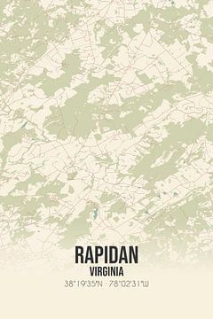 Vintage landkaart van Rapidan (Virginia), USA. van Rezona