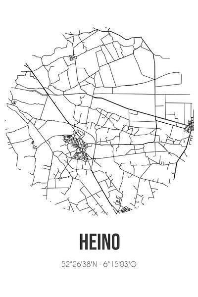 Heino (Overijssel) | Map | Black and white by Prints of Place