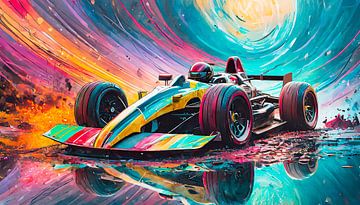 Racewagens met kleuren van Mustafa Kurnaz