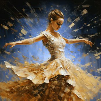 Bewegende ballerina in goud