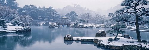 Zen tuin achtergrond banner. Aziatisch seizoensbeeld