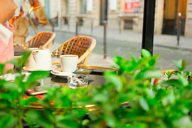 Cozy Parisian Bistro Terrace Morning Coffee by cr8image