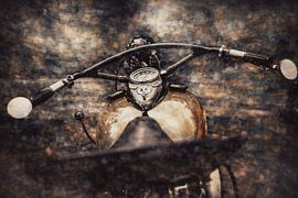 Fine art classic car against an unrecognisable urban structural background by Johnny Flash