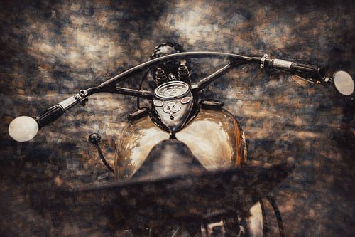 Fine Art Oldtimer tegen een niet herkenbare stedelijke achtergrond