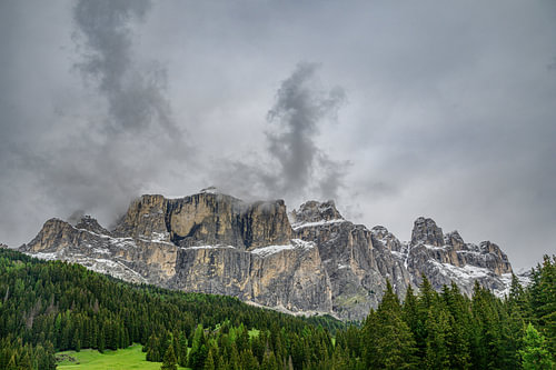 Piz Ciavazes mountain seen from the Passo Sella in the Dolomites