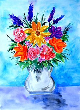 Bouquet de fleurs multicolores sur Sebastian Grafmann