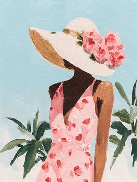 Femme d'été avec un chapeau à fleurs sur Gypsy Galleria