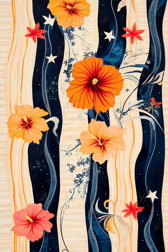 Bloemenpatroon met hibiscusbloesems