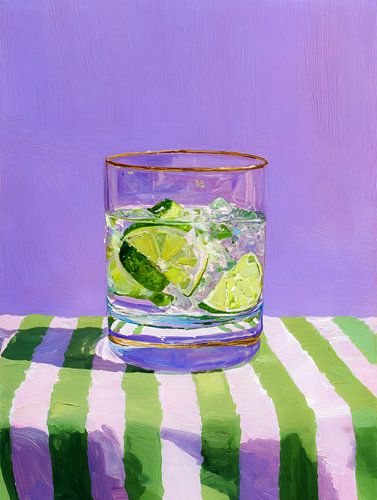 Frische Limette in einem Glas mit sommerlichen Streifen von But First Framing