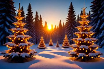 La magie de l'hiver au crépuscule