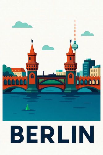 Oberbaumbrücke Berlijn – Stedelijk rivierpanorama van Sabine Wagner