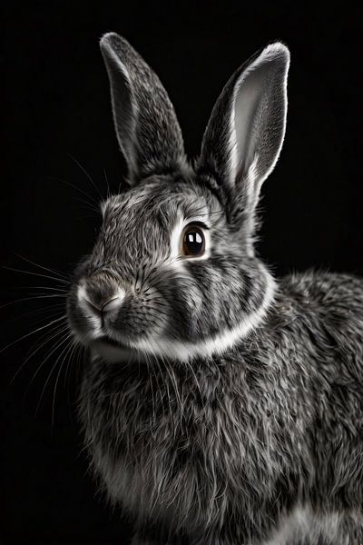 Detailliertes schwarz-weißes Kaninchen von Art & Soul Creations