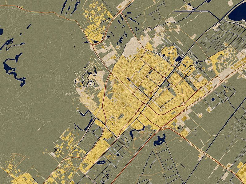 Kaart van Wassenaar in de stijl van Gustav Klimt van Maporia