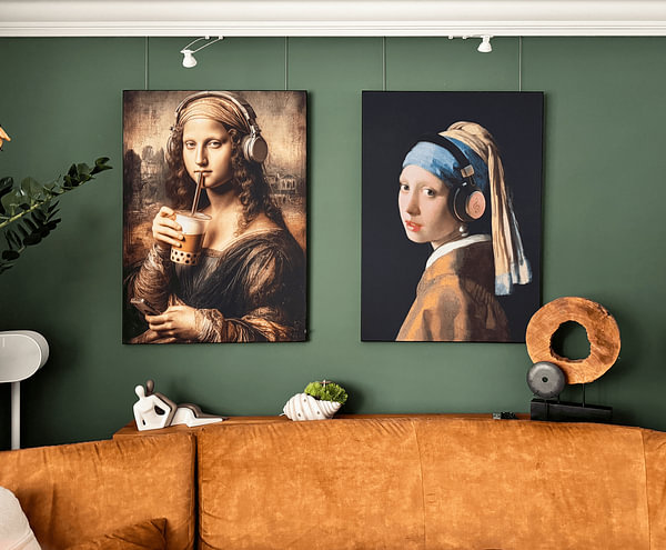 Customer photo: Mona Lisa with Headphones and Bubble Tea by Peter Pen Drawings and Paintings, on ArtFrame
