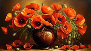 Poppies in vase by Creavasis
