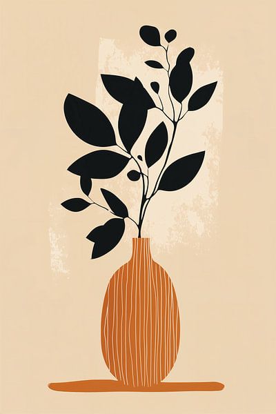 Terracotta Vase with Leaf Silhouette by Studio BB