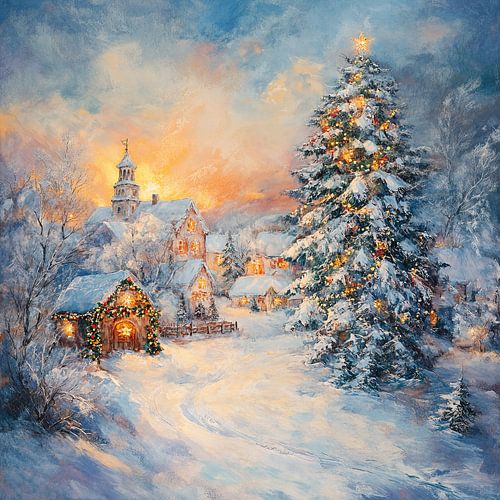 Beleuchtete Winterszenerie von Wunderbare Kunst