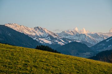 Sunset over the Oberjoch and the Iseler by Leo Schindzielorz