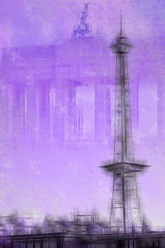 City-Art BERLIN Radio Tower & Brandenburg Gate | purple by Melanie Viola