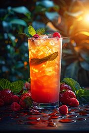 Erfrischender Cocktail mit roten Früchten und Minze von Art & Soul Creations