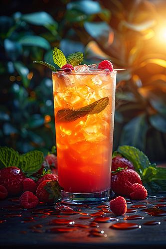 Verfrissende cocktail met rood fruit en munt