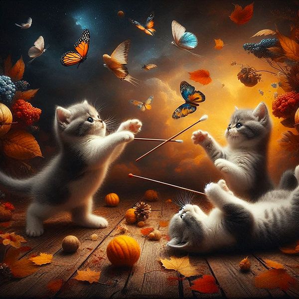 3 british shorthair kittens playing by Bernhard Karssies