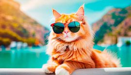Cat on holiday with sunglasses