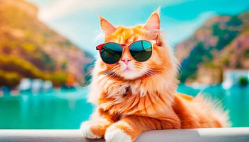 Katze im Urlaub mit Sonnenbrille von Mustafa Kurnaz