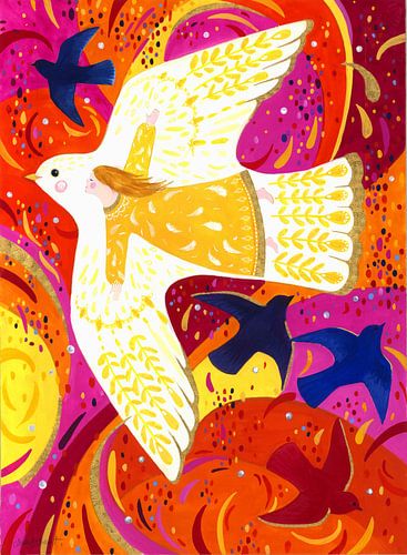 Engelskind und Vögel