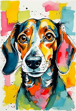 Teckel aquarel van MIROKKU
