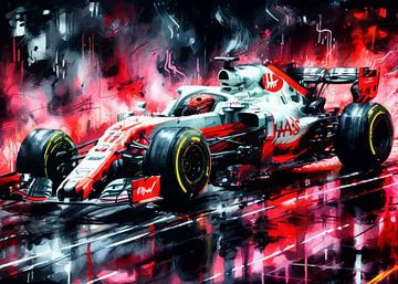 Haas Formula One Watercolor by MIROKKU