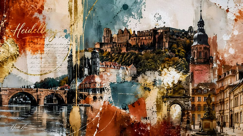 Heidelberg – Historisch stadsbeeld als moderne kunstcollage