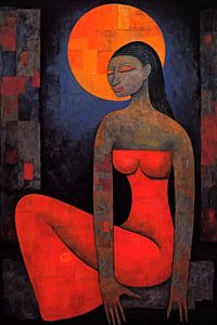 Femme en robe rouge