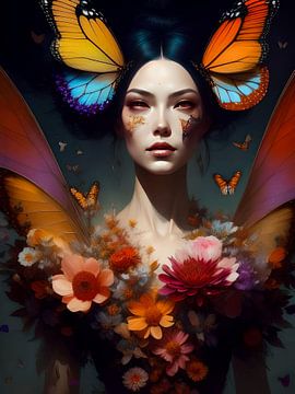 Sexy vrouw met vlinders (a.i. art)